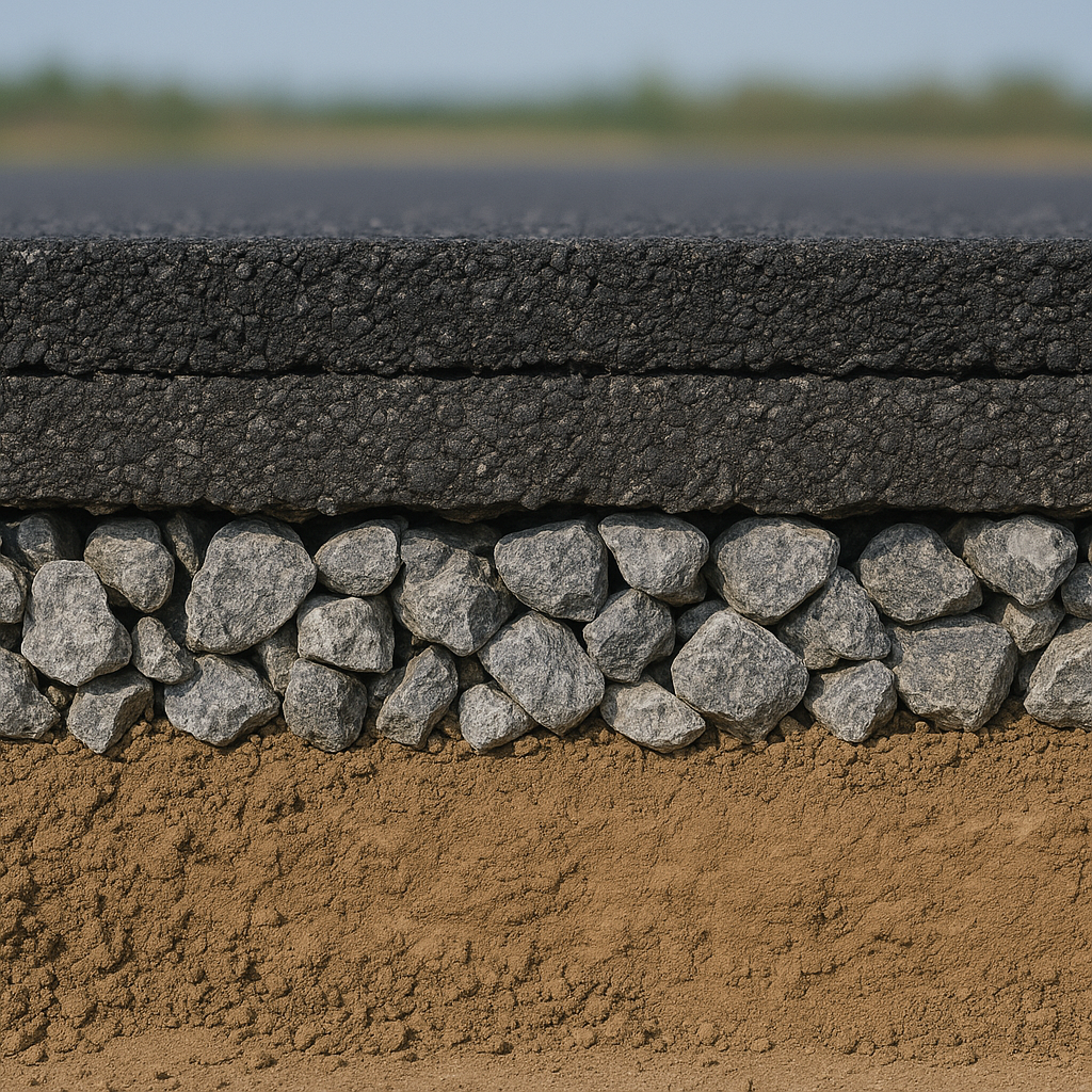 Przekrój konstrukcyjny drogi – warstwy nośne, wiążące i ścieralne